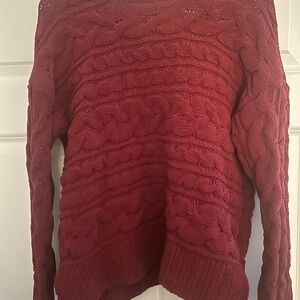 Women's Cable Knit Sweater - Red